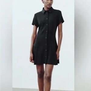 Zara Classic Black Button-Up Dress